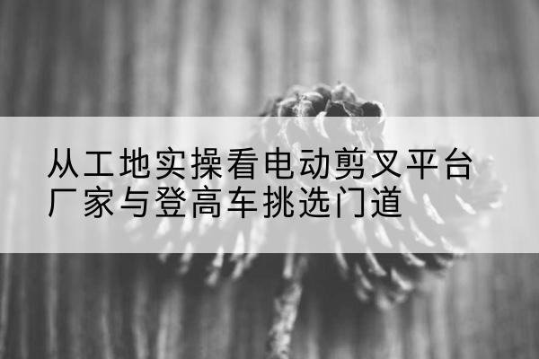 铜梁区电动剪叉升降平台厂家-从工地实操看电动剪叉平台厂家与登高车挑选门道